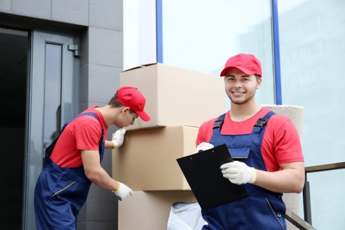 Flat removals team preparing a move in Chelsea apartment building