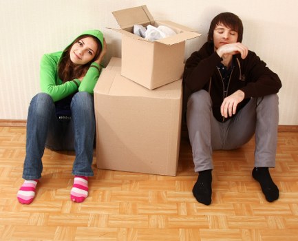 Packed household items prepared for transport