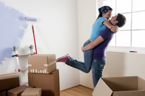 Packed moving boxes prepared for house removals in Chelsea