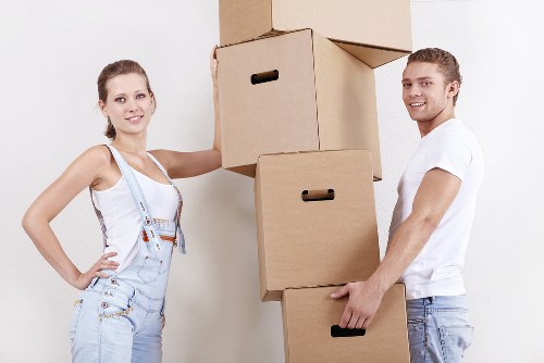 Student moving day in Chelsea with boxes and transport van